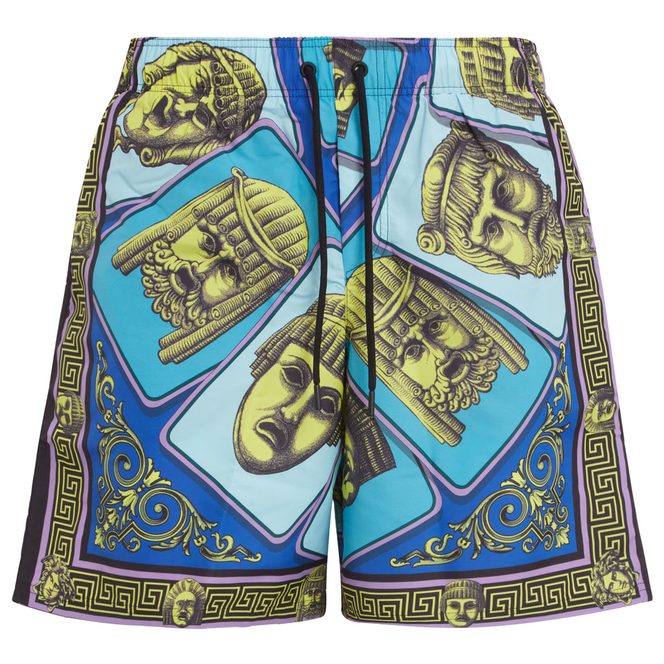 ''Le Maschere'' beach shorts in multicolor fabric