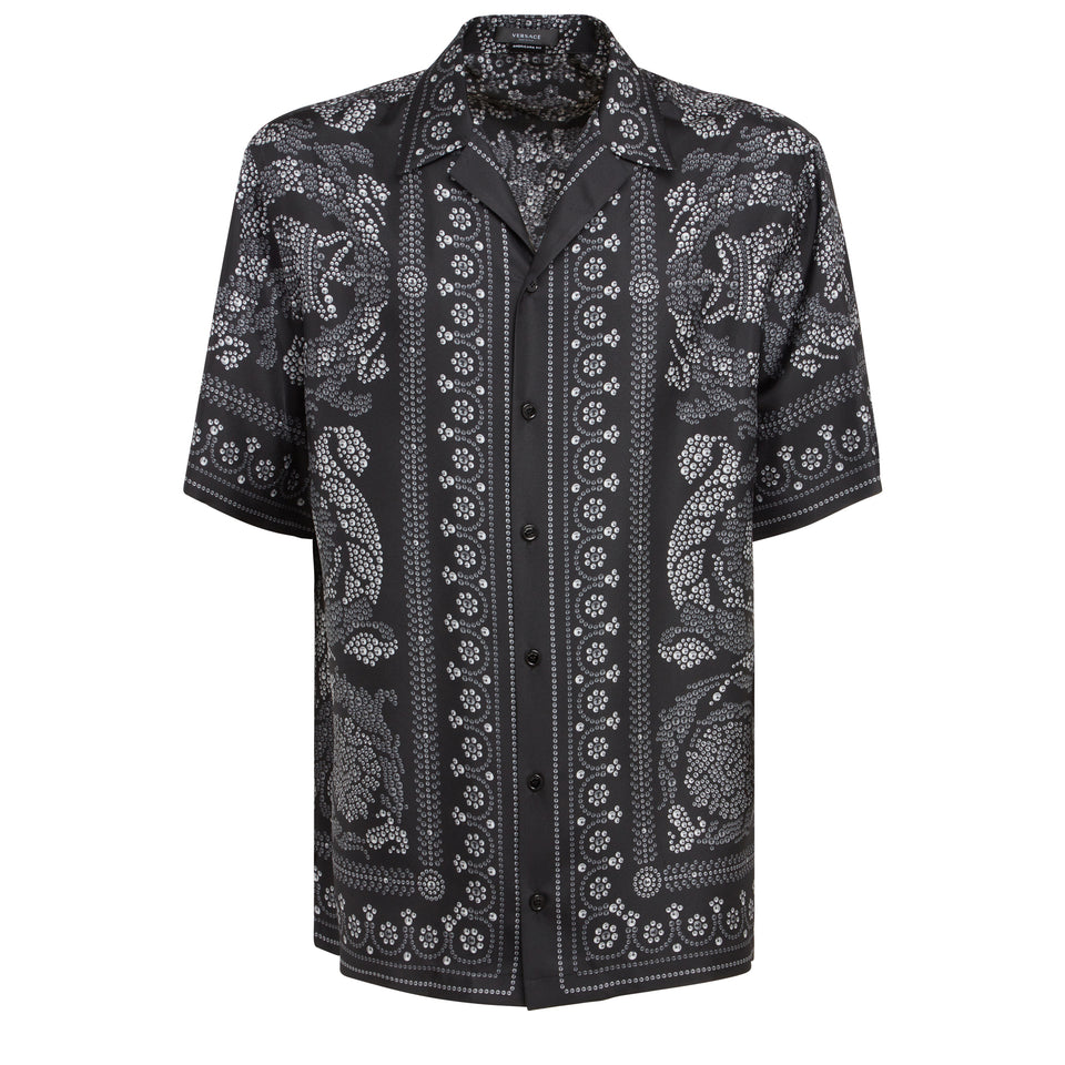 Black Silk ''Barocco Silhouette'' Shirt