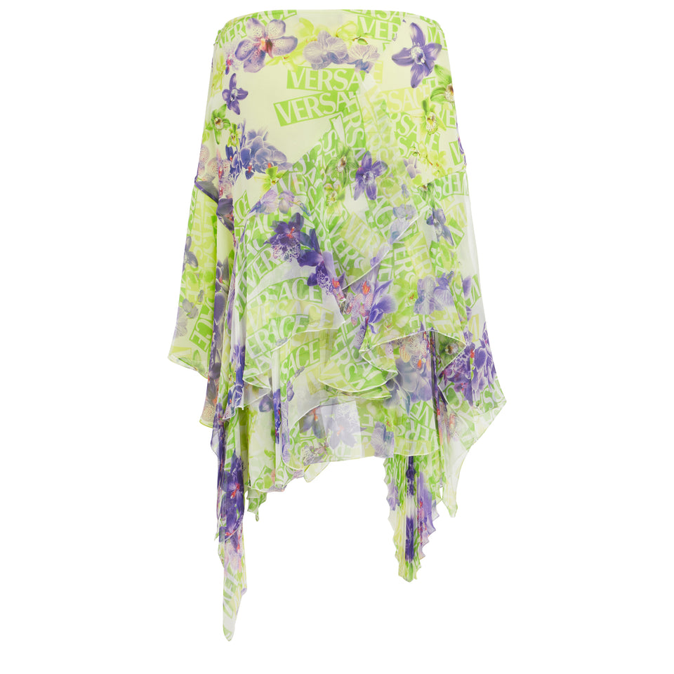 Green silk ''Orchid'' skirt