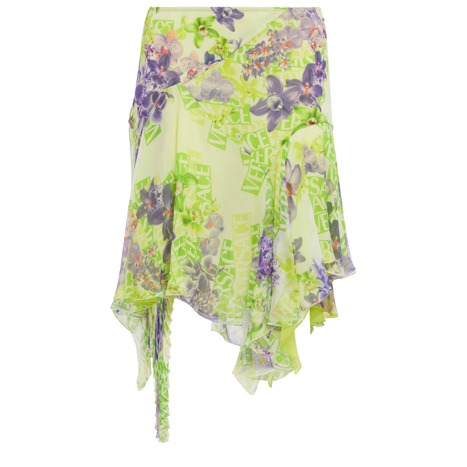 Green silk ''Orchid'' skirt