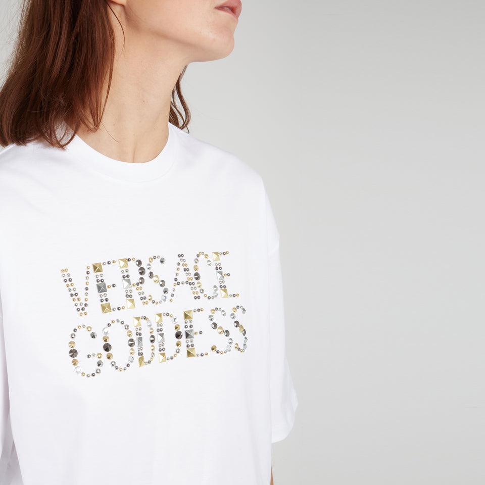 ''Versace Goddess'' T-shirt in white cotton