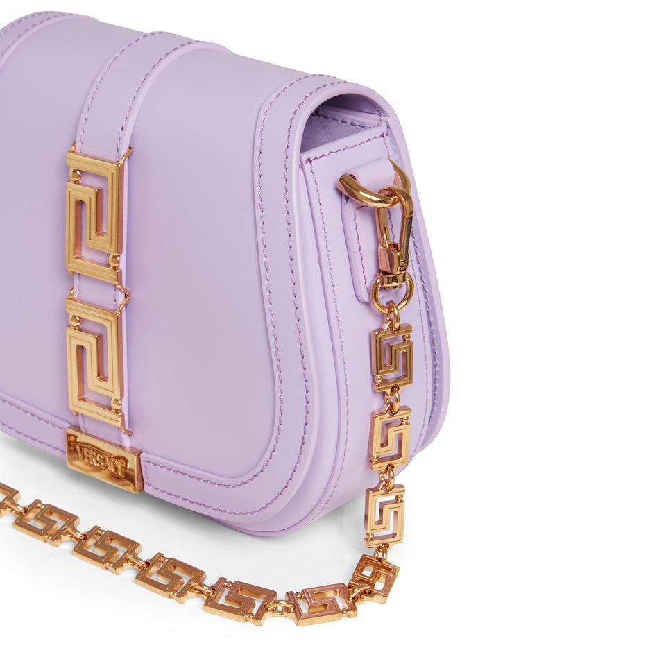 Small ''Greek Goddess'' shoulder bag in purple leather