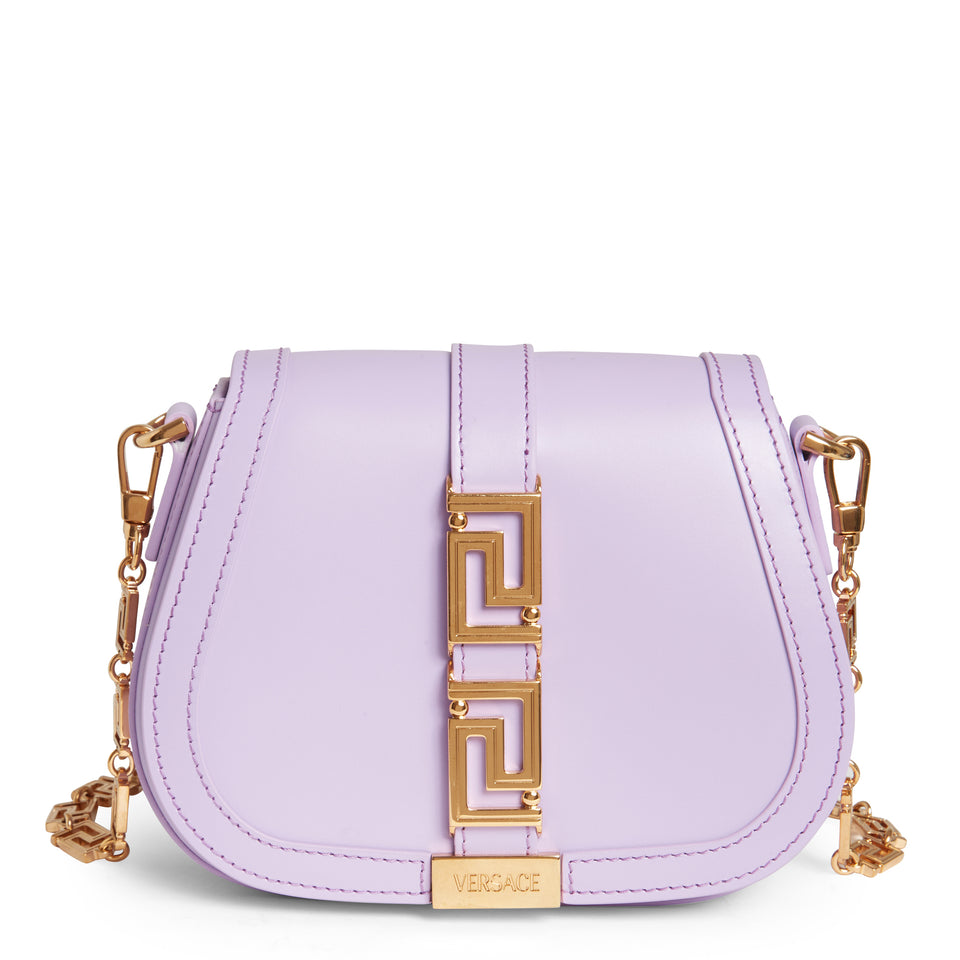 Small ''Greek Goddess'' shoulder bag in purple leather