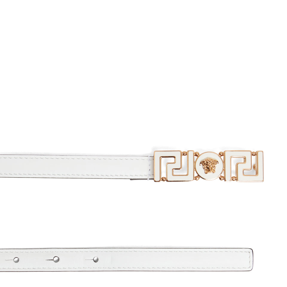 White leather ''Greca Goddess'' belt
