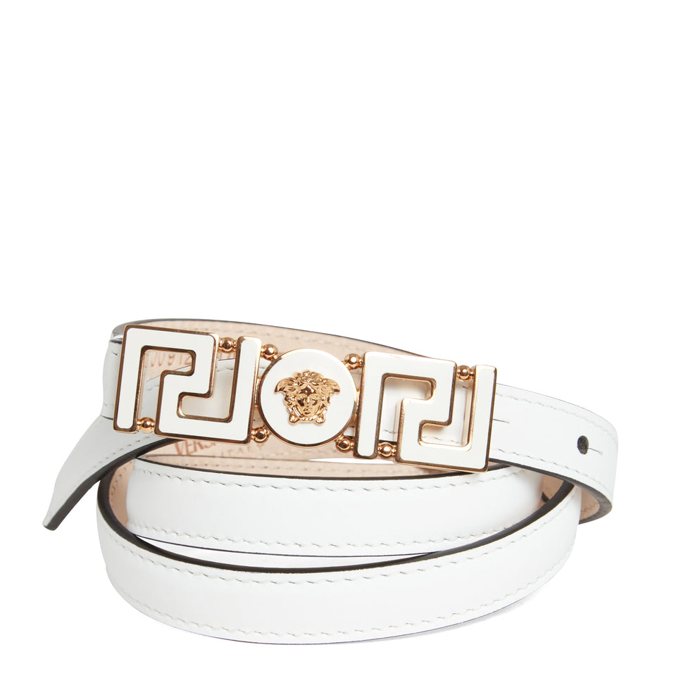White leather ''Greca Goddess'' belt
