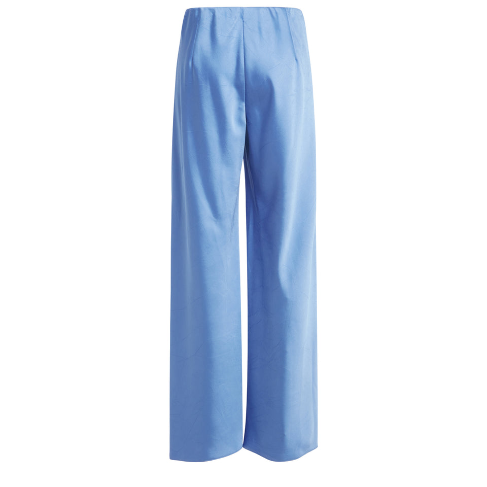 Blue silk trousers