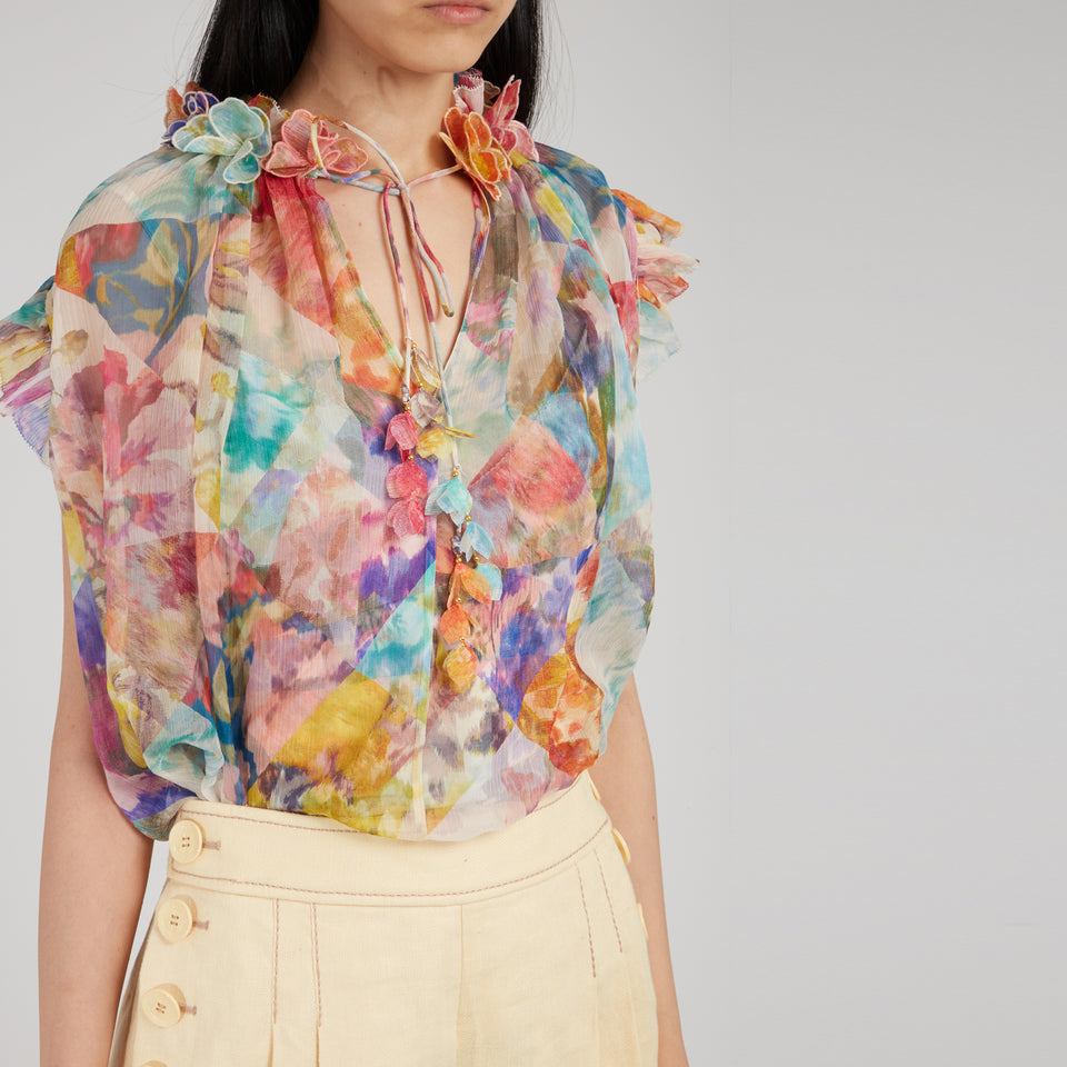 Multicolor silk blouse