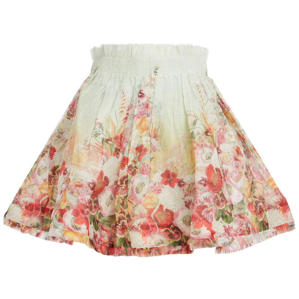 Multicolor silk and linen skirt