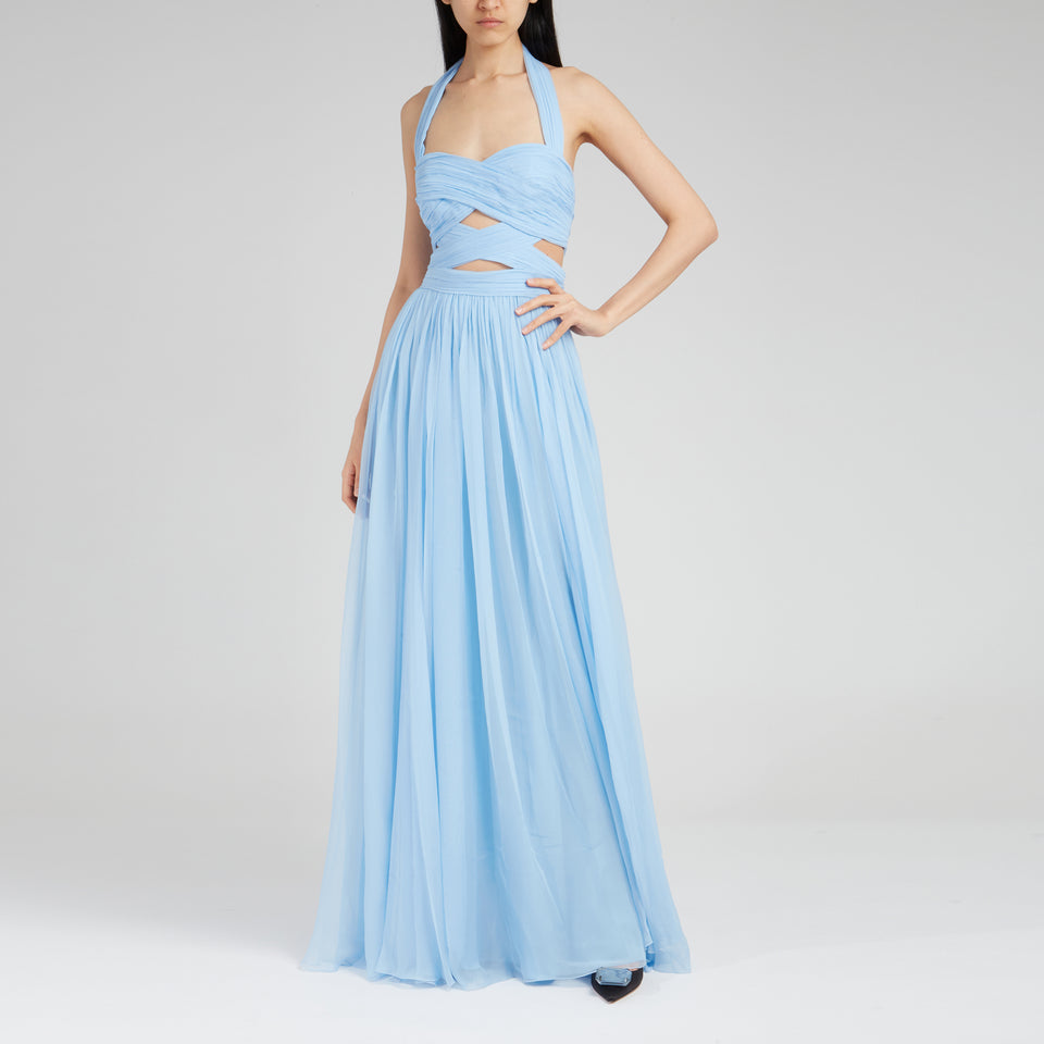 Light blue chiffon long dress