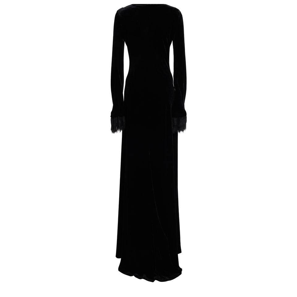 Long black velvet dress