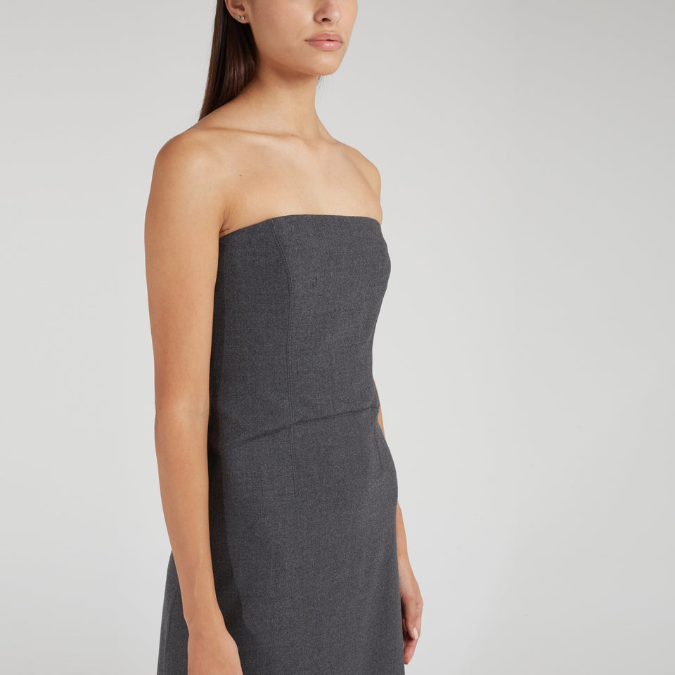 Gray wool maxi dress
