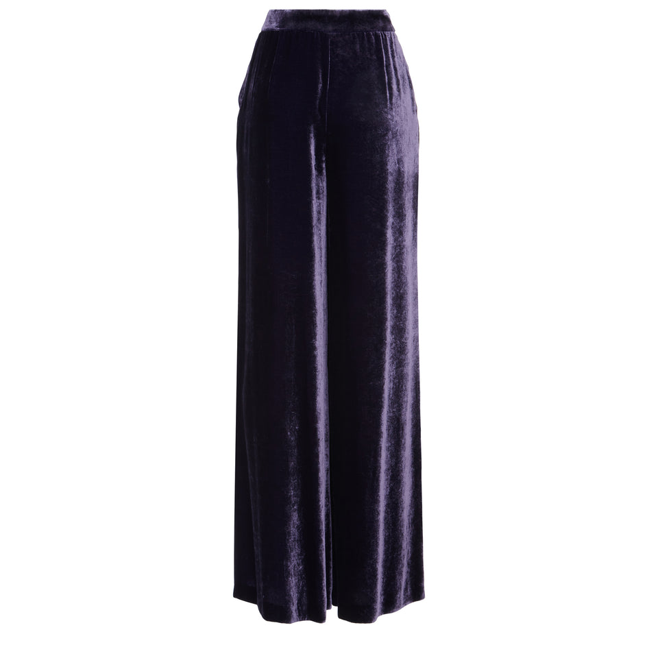 Pantalone in velluto viola