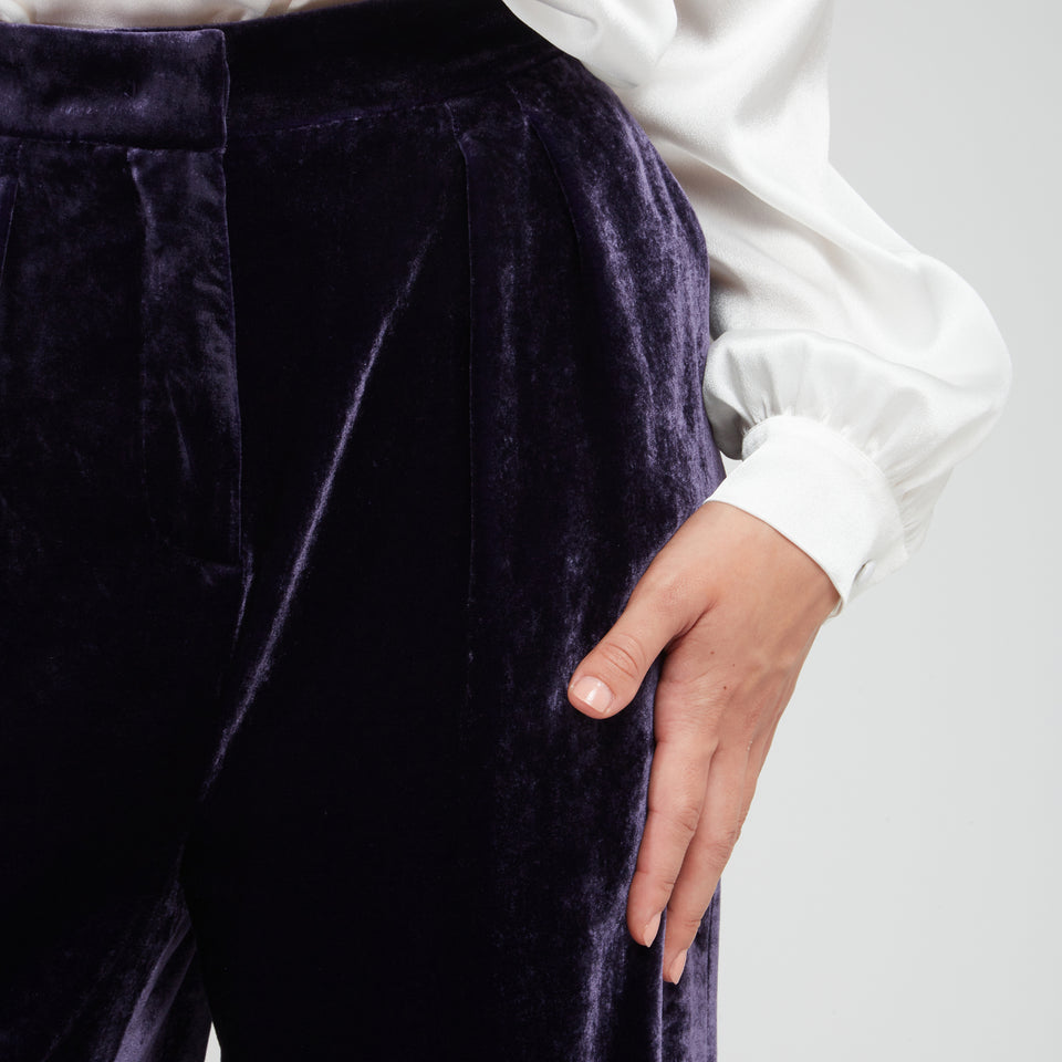 Pantalone in velluto viola