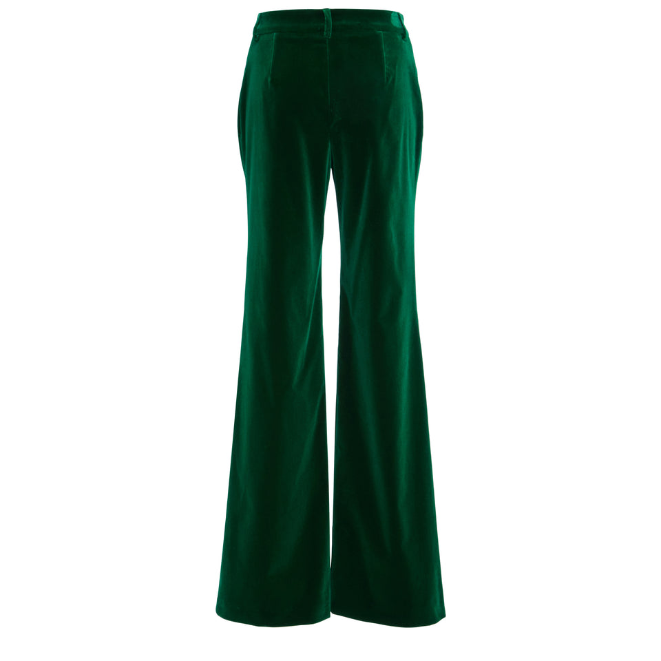 Pantalone a zampa in velluto verde