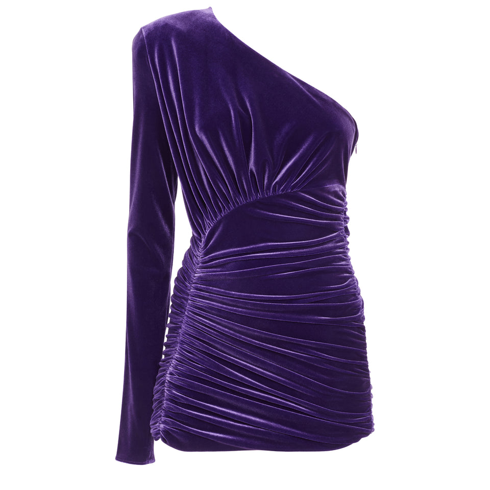 Purple velvet mini dress