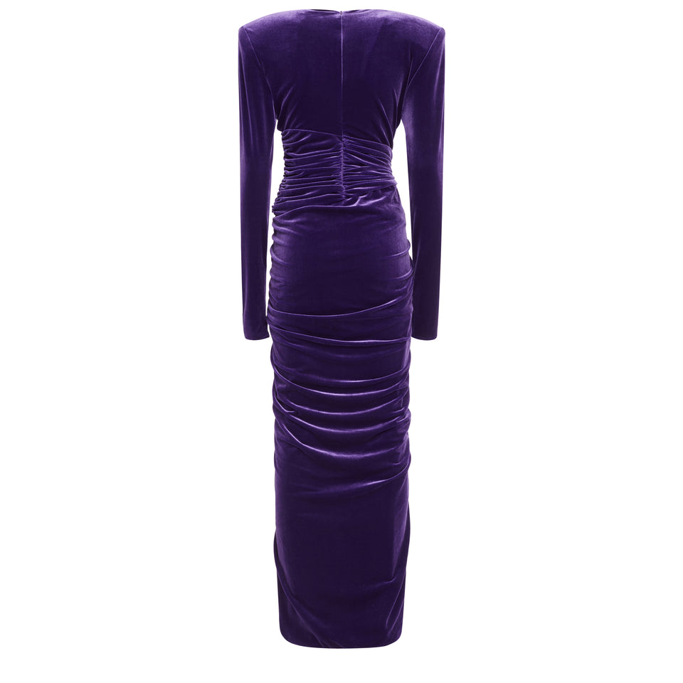 Long purple velvet dress