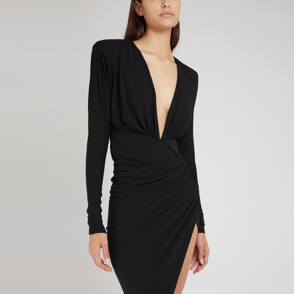 Asymmetric dress in black fabric