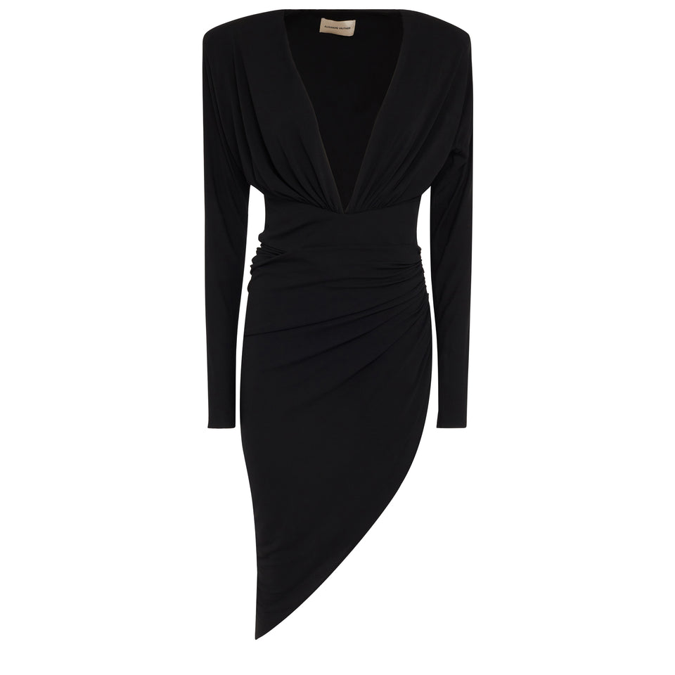 Asymmetric dress in black fabric