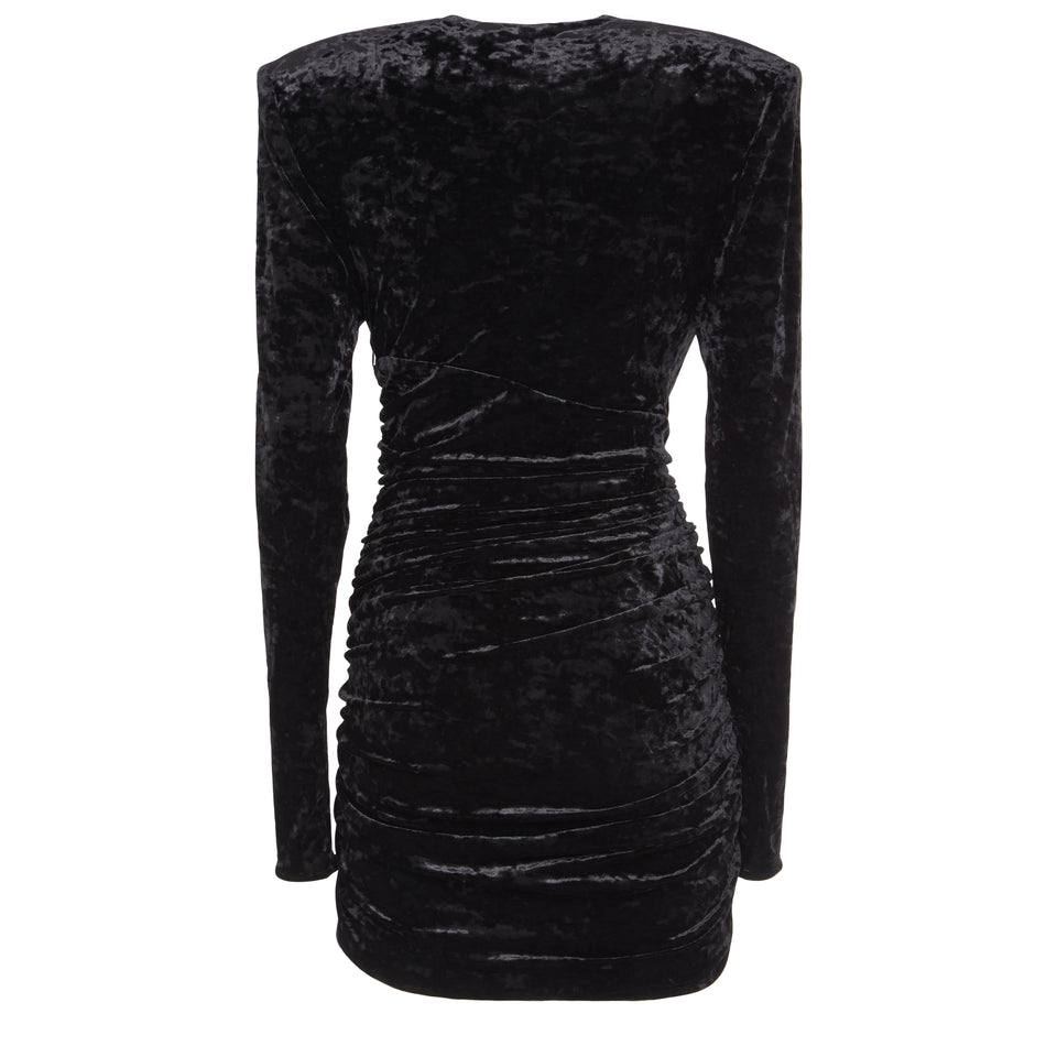 Black velvet mini dress