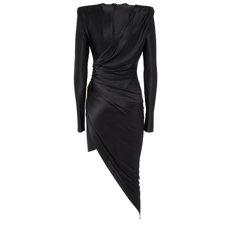 Asymmetrical dress in black fabric