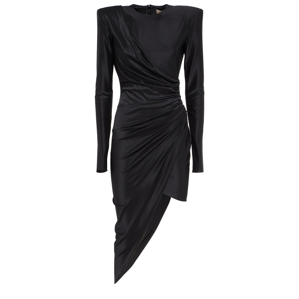 Asymmetrical dress in black fabric