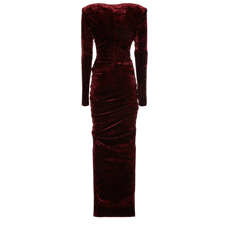 Long dress in red velvet
