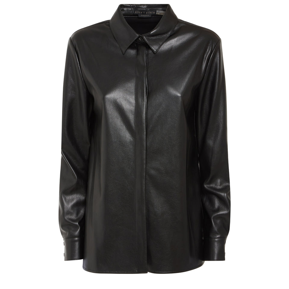"Willa" shirt in black eco leather