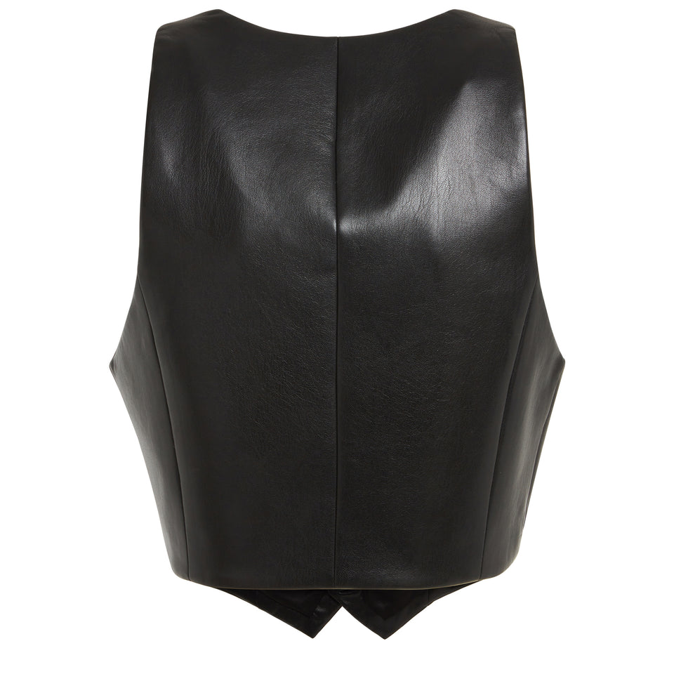 Black eco leather vest