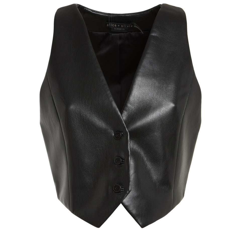 Black eco leather vest