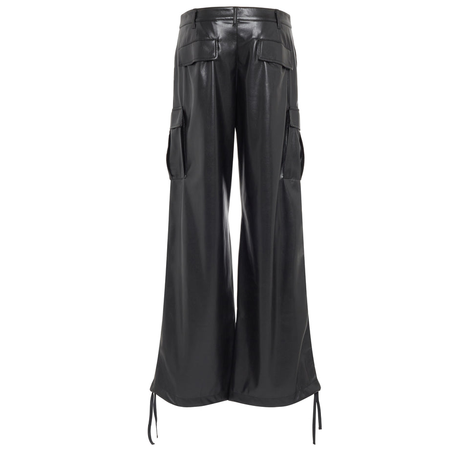 "Lizzo" cargo trousers in black eco leather
