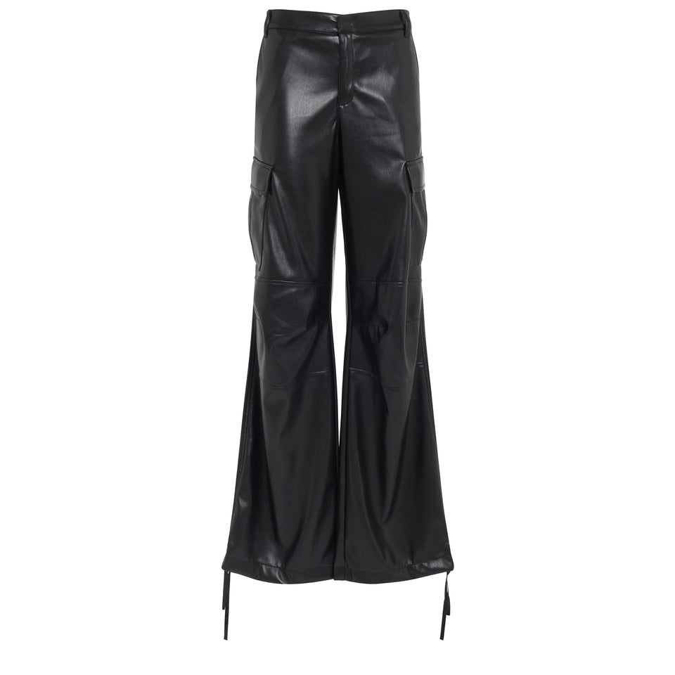 Pantalone cargo "Lizzo" in eco pelle nero