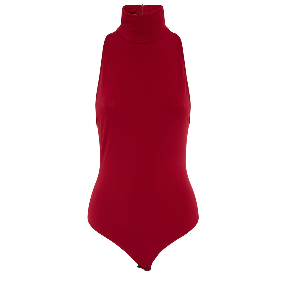 "Norah" bodysuit in red fabric