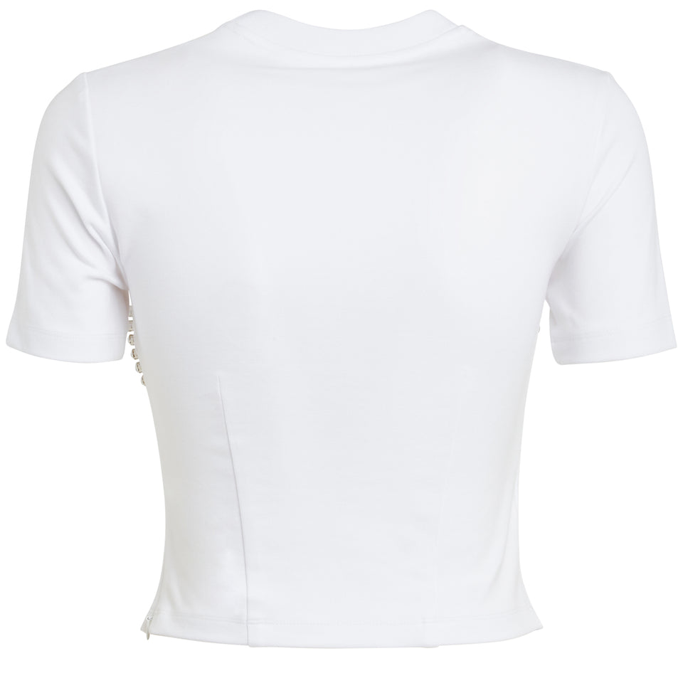 White fabric crop t-shirt