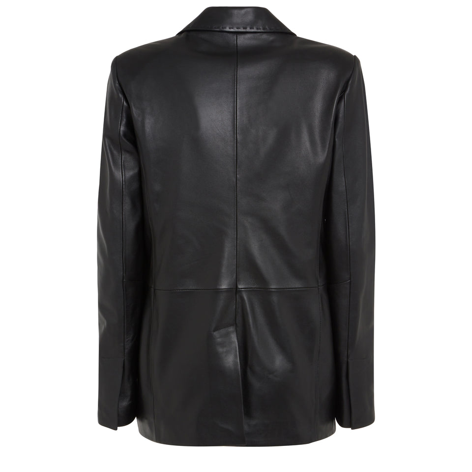 "Brussels" jacket in black leather