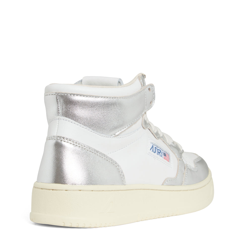 Sneakers "Medalist mid" in pelle bianca e argento