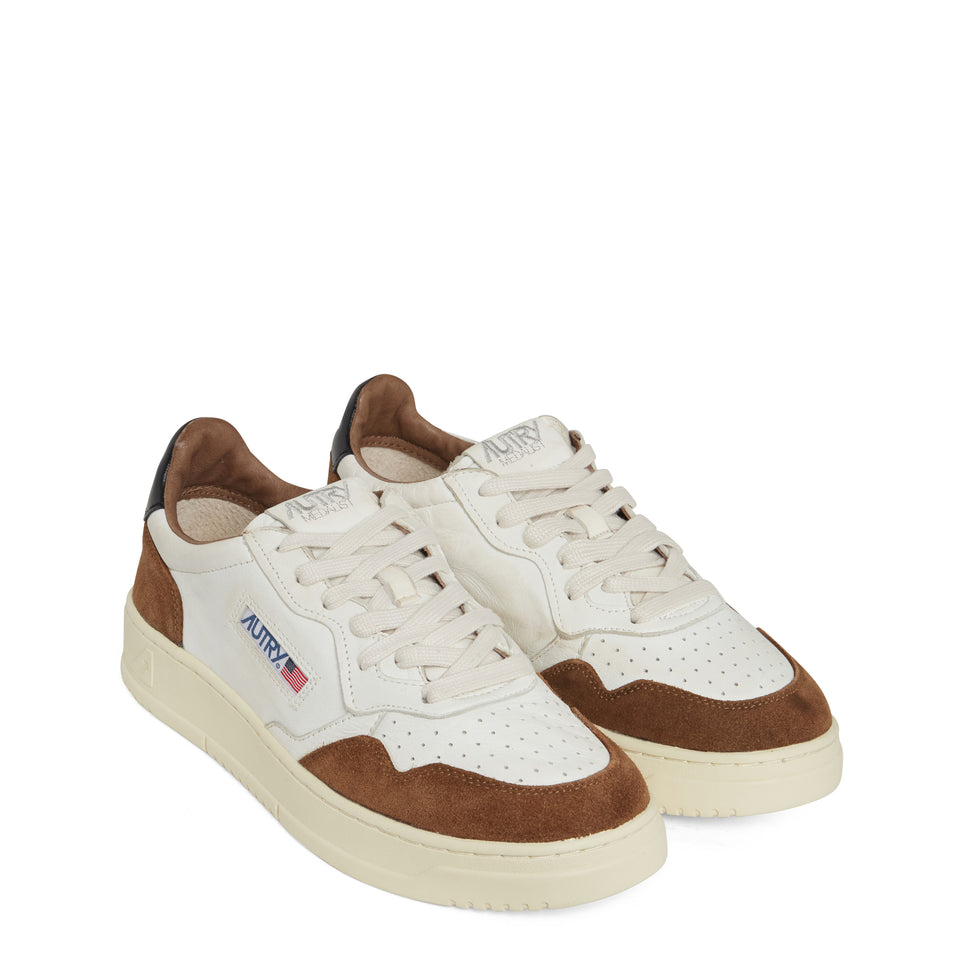''Medalist Low'' sneakers in white and brown leather