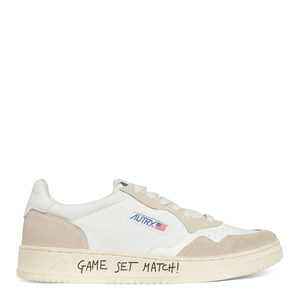 "Medalist low" sneakers in white and beige leather