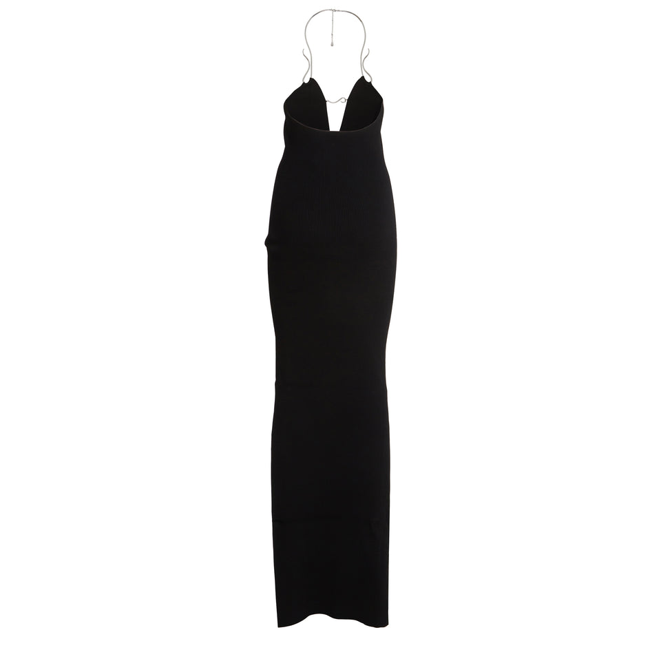 Long "Mirabi" dress in black fabric