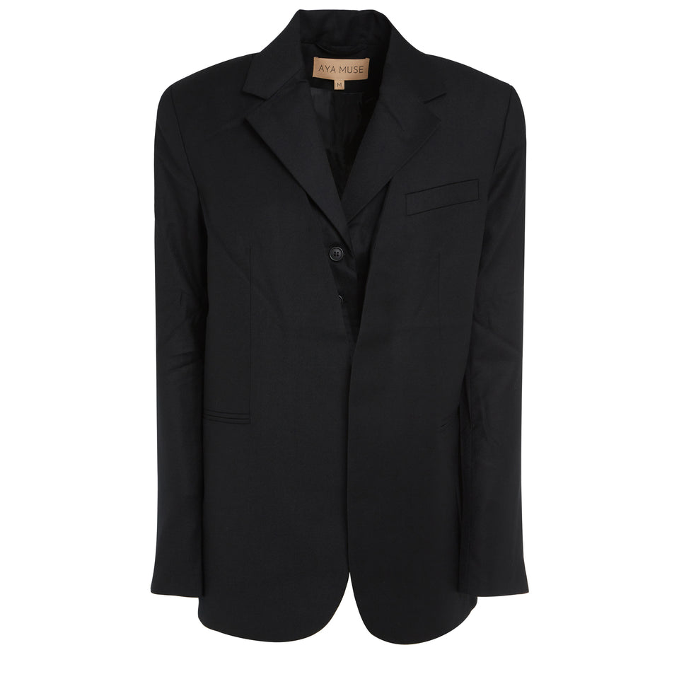 "Tio" oversized jacket in black fabric
