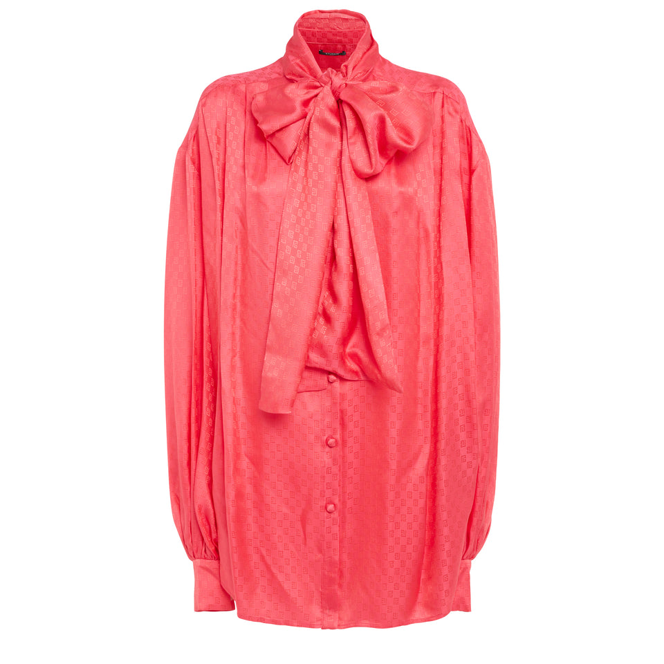 Camicia oversize in seta rossa