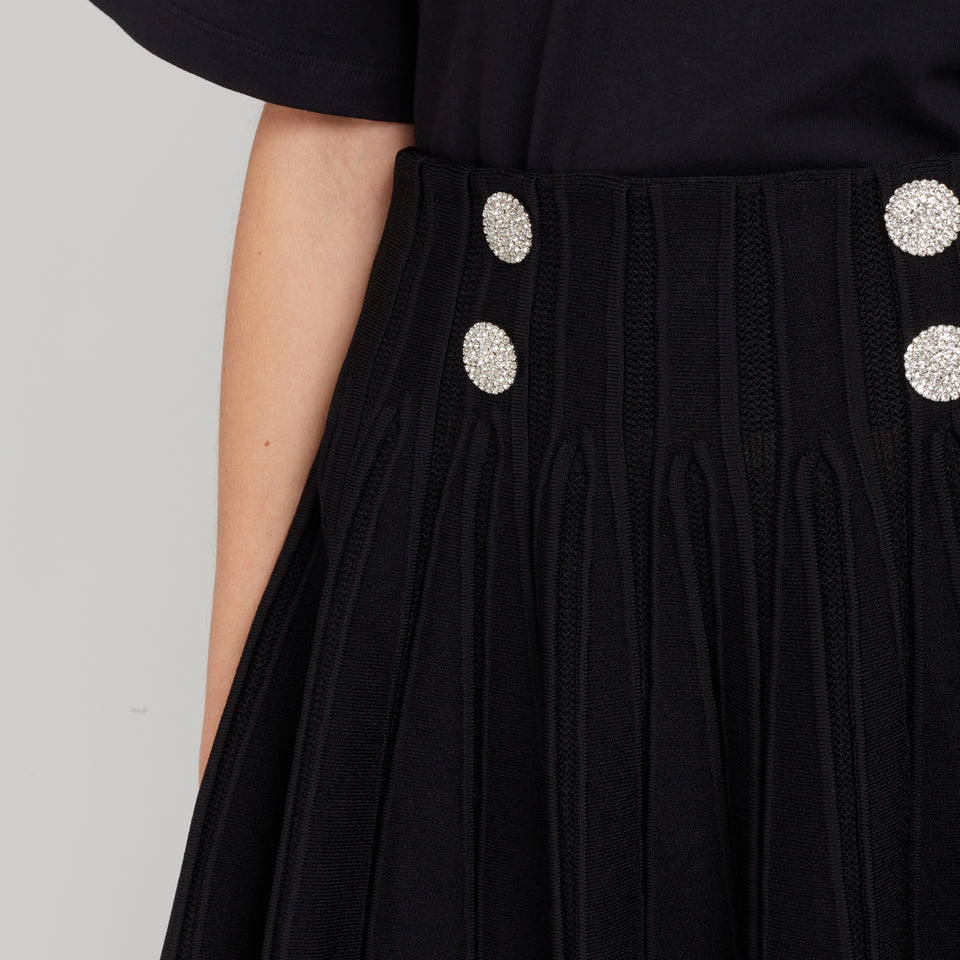 Flared skirt in black fabric