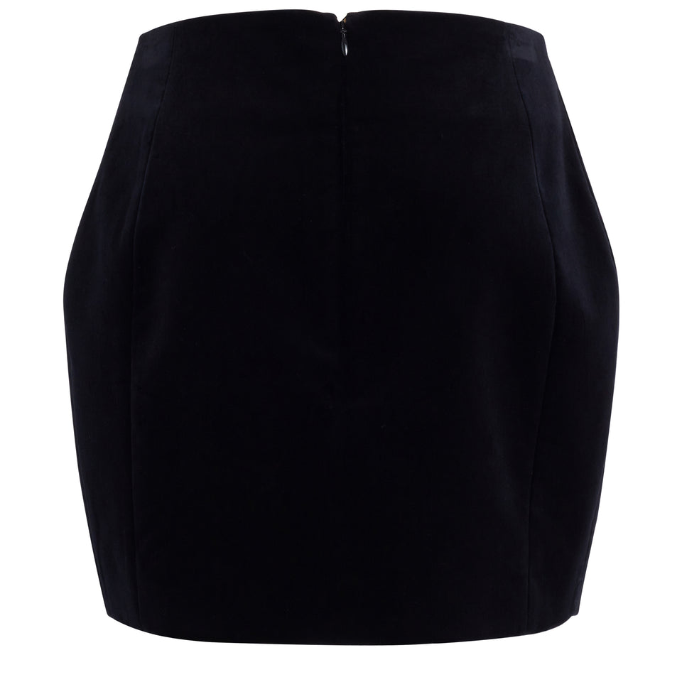 Black velvet mini skirt