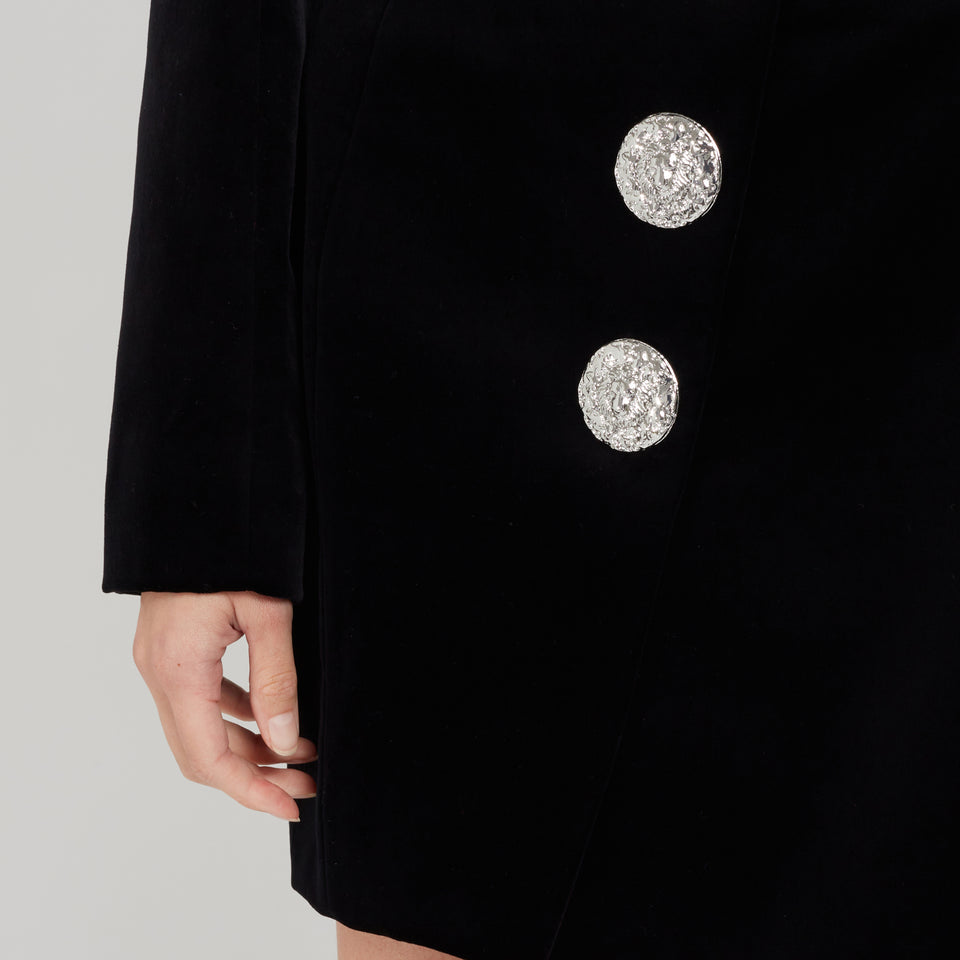 Black velvet mini skirt