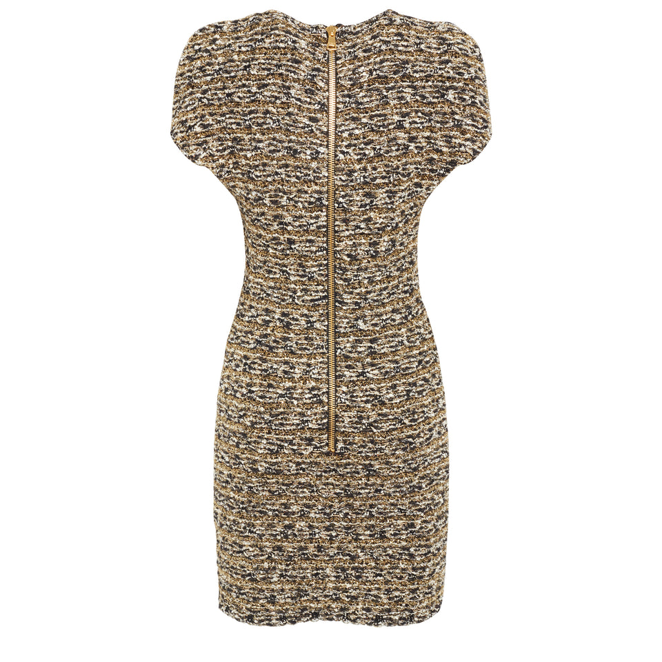 Short dress in gold tweed