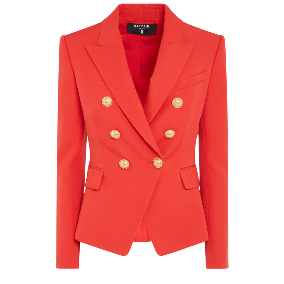 Double-breasted blazer in red fabric