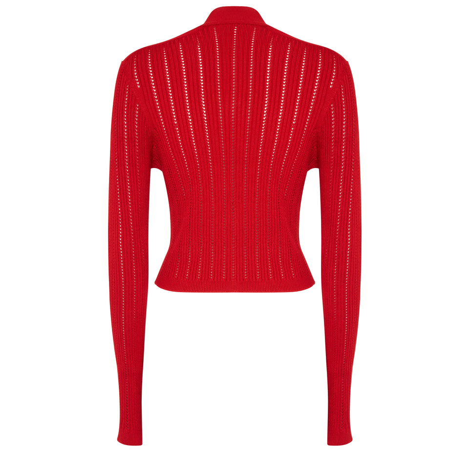Cardigan in red fabric
