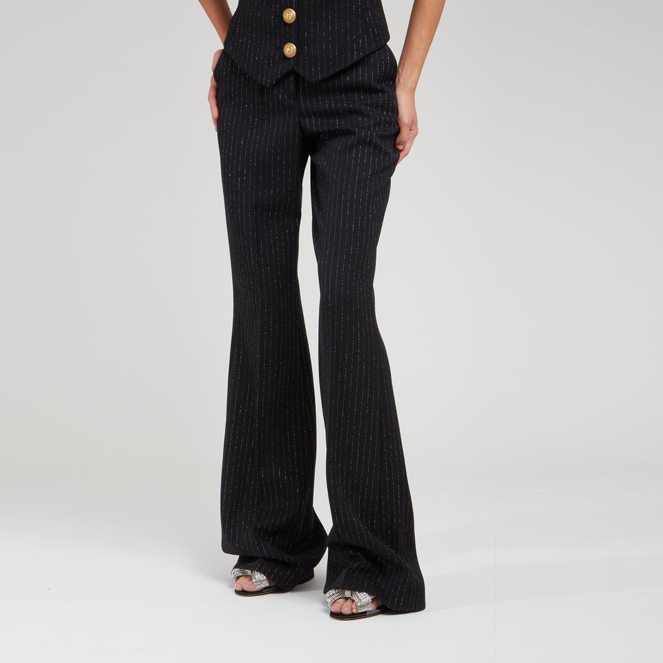 High-waisted trousers in black fabric