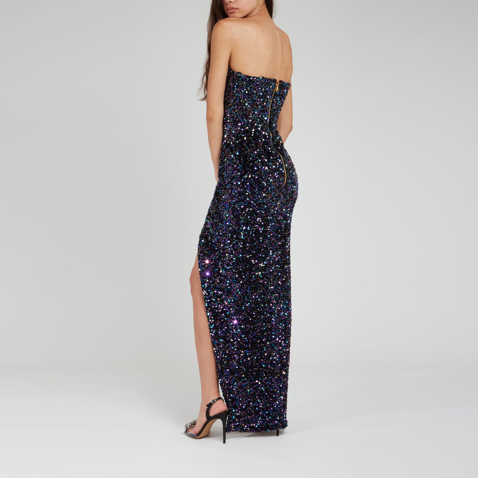 Long dress with multicolor sequins