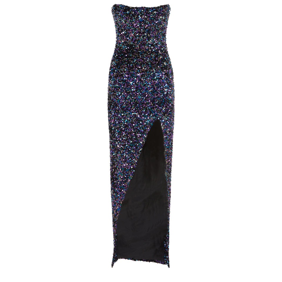 Long dress with multicolor sequins