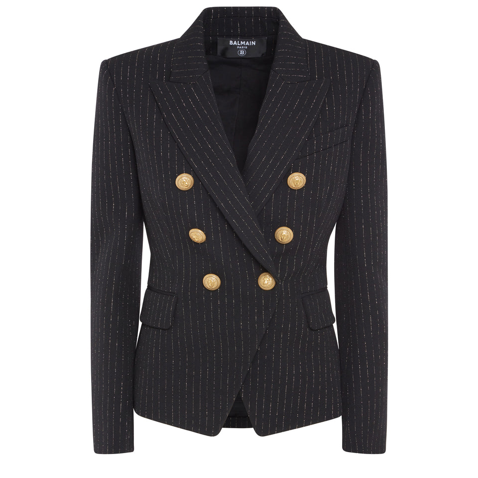 Double-breasted blazer in black fabric